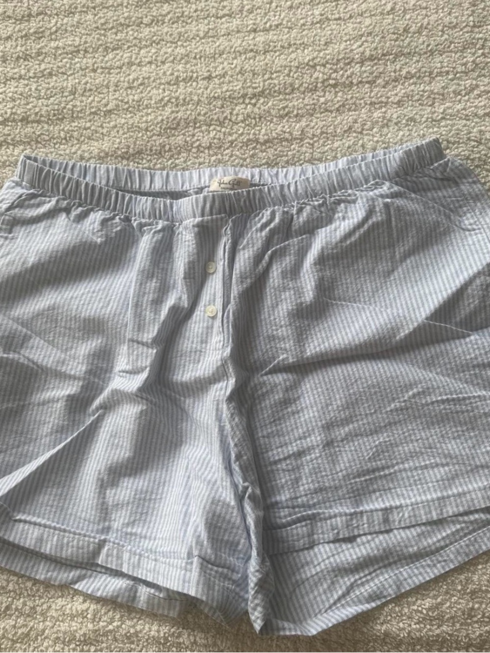 Brandy Melville Light Blue and White Seersucker Shorts